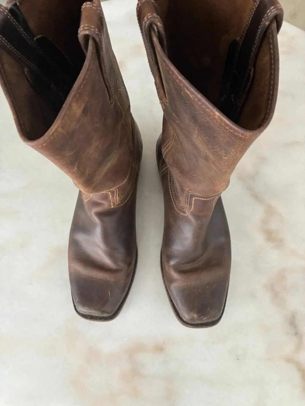 Vintage FRYE Leather Square Toe Campus Boots Men's 10.5 M Brown